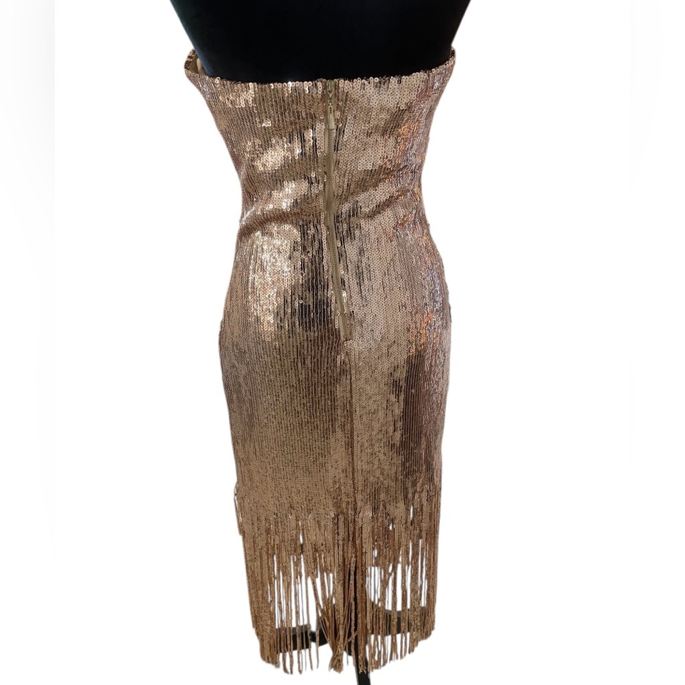Strapless rose gold sequin dress,tassel sequin bottom, Large,New - Picture 4 of 7